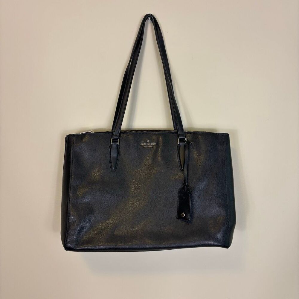 Kate Spade Black Leather Large Shoulder Tote Bag Purse